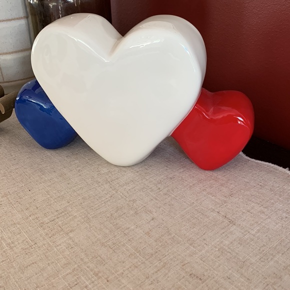 NWT Rare Rae Dunn Red White and Blue Hearts - Picture 5 of 5